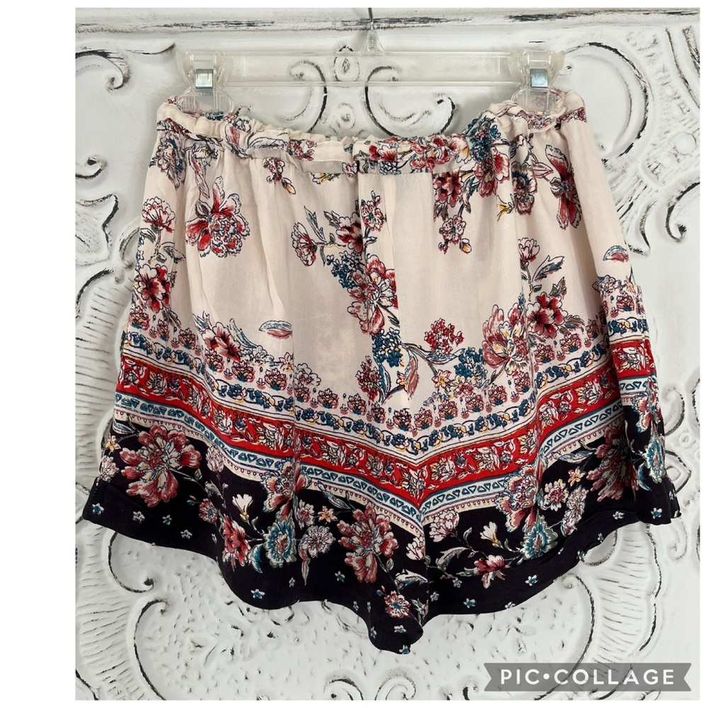 ANGIE RAYON BOHO CONTRASTING PRINT SHORTS FESTIVAL FAIRY-CORE - Picture 5 of 5